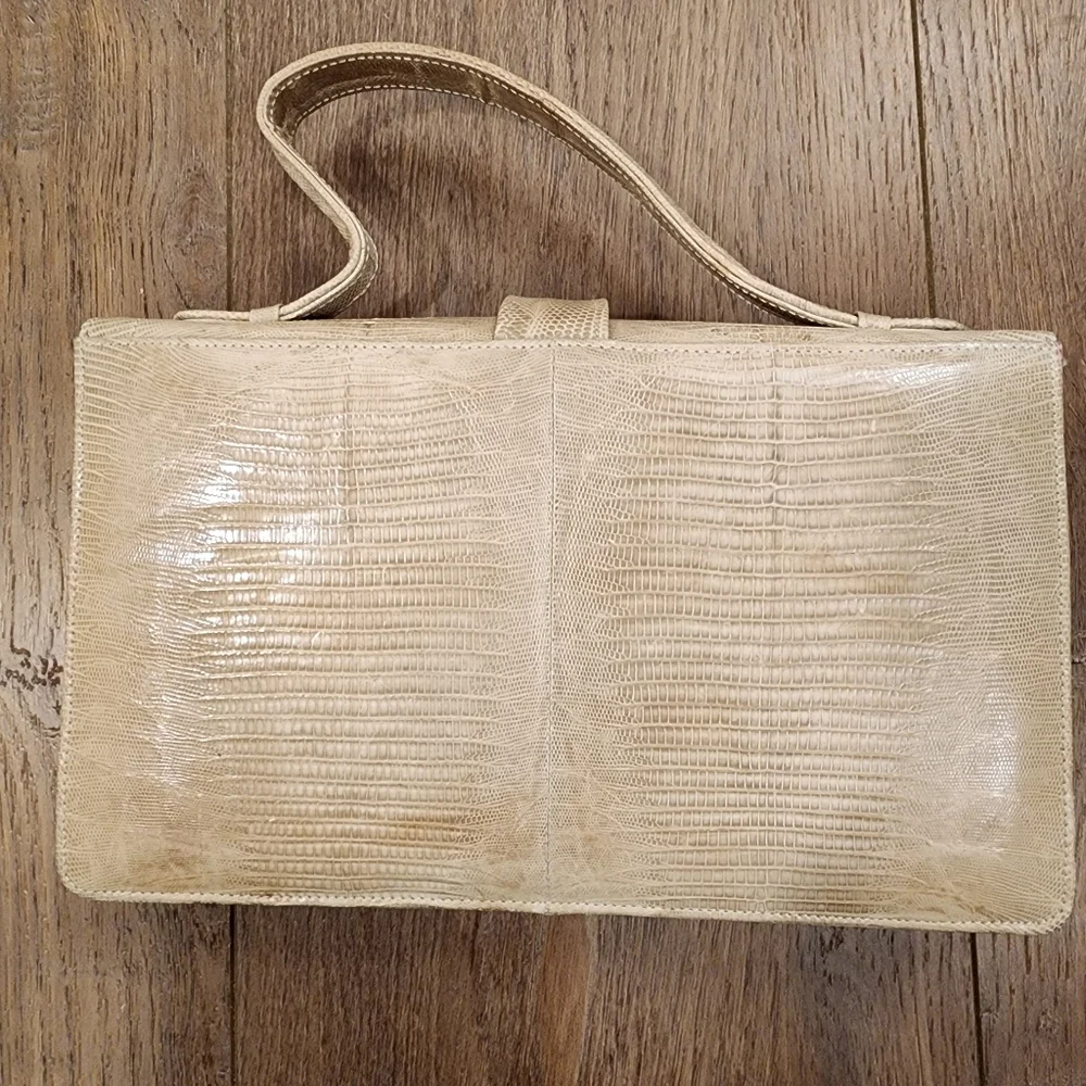Vintage Freedom Shoes Reptile Top Handle Purse Bag 50s 60s Classic Neutral